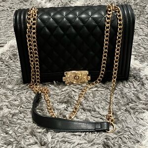 Elegant Black Quilted Chainblack evening purse